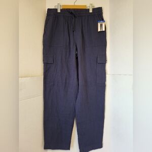 BearPaw Dark Blue Cargo Pull Up Pants, Size Large